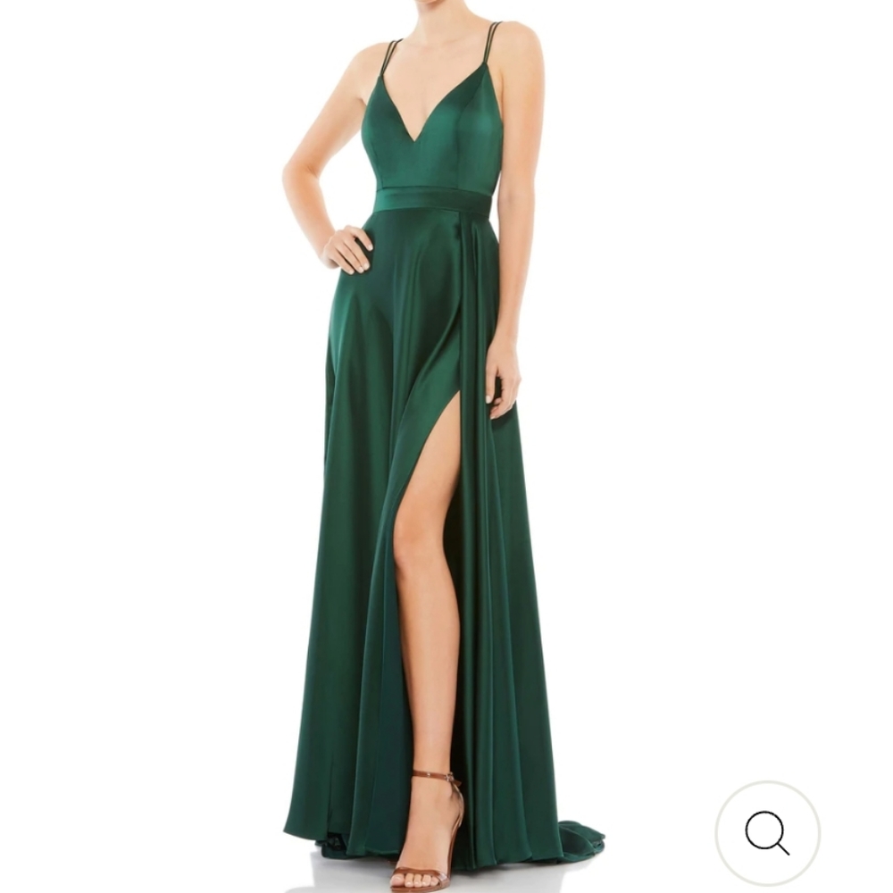Leena For Mac Duggal Strappy Back Satin Gown. $338